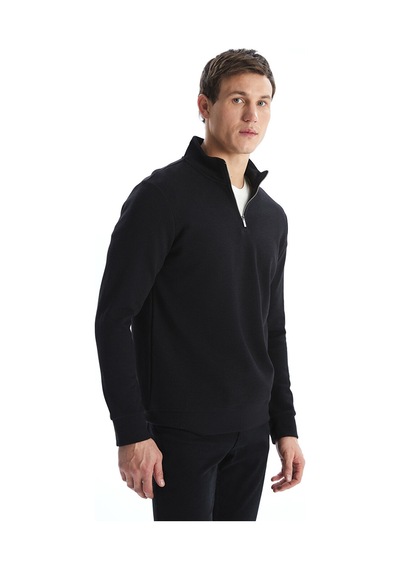 Lcwaıkıkı Classic Siyah Dik Yaka Erkek Sweatshirt