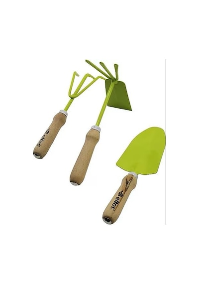 3'lü Bahçe Seti, Kürek, Tırmık, Çapa Seti, Ahşap Sap, Dayanıklı Çelik Başlık, Ergonomik Tasarım