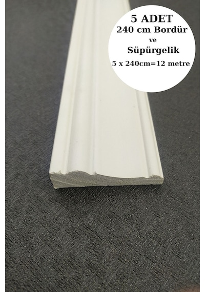 Diecor Dekoratif Boyanabilir 5 Adet 7 Cm Polistren Duvar Bordürü Gri Model:xa309