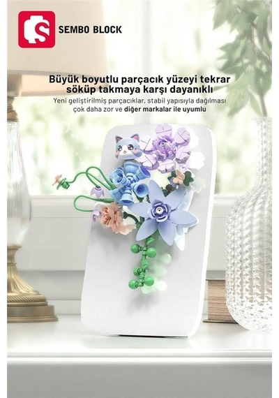 Sembo Block Cat Dream Travel Dekoratif Çiçekler 243 Parça Yapı Blokları  İle Uyumlu 611084