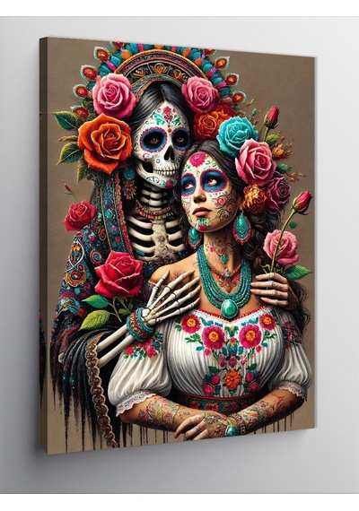 Kanvas Tablo Renkli La Catrina Figürü 50cmx70cm