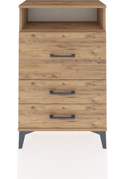 Arges Komodin Tek Raflı 3 Çekmeceli 60x30x96 Çam-çam Atlas Çam