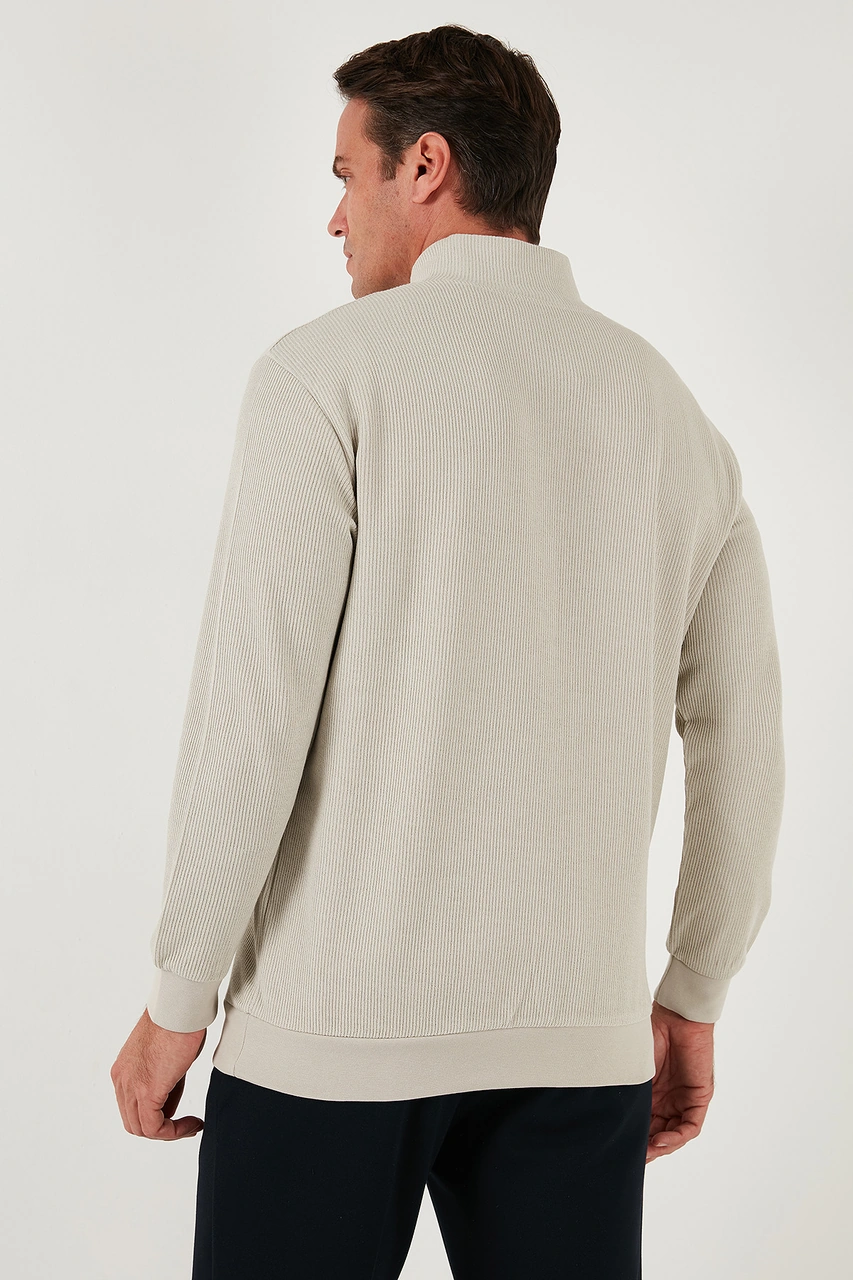 Buratti Pamuklu Regular Fit Yarım Fermuarlı Dik Yaka 2'Li Paket Erkek Sweat 5905716S2 Taş-Vişne