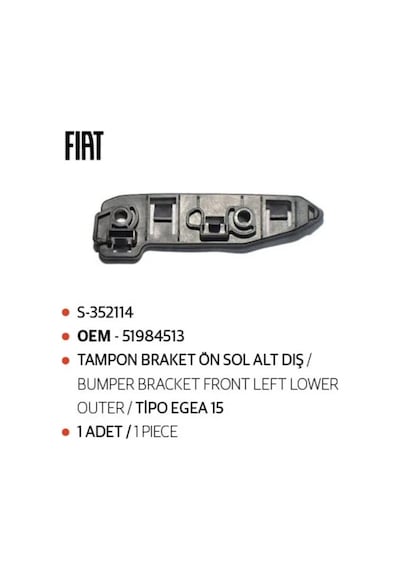 Tampon Braketi Ön Sol Alt Dış Fiat Egea
