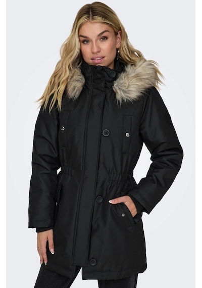Only Kapüşonlu Siyah Kadın Parka 15304625 001