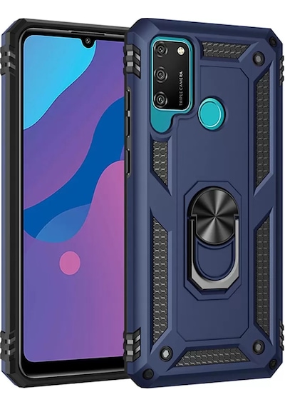 Newface Huawei Y6p Kılıf Sofya Yüzüklü Silikon Kapak - Lacivert