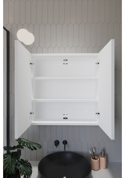 2 Aynalı Banyo Dolabı İki Kapaklı Lavabo Üstü Banyo Dolabı Beyaz