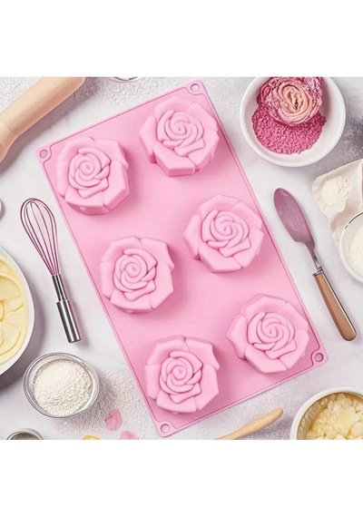 Tr Siliko World Büyük Gül Modeli Kek Kalıbı, Pasta Kalıbı, Sabun Kalıbı Ve Mum Kalıbı Silikon Kalıp, Kırmı Diğer