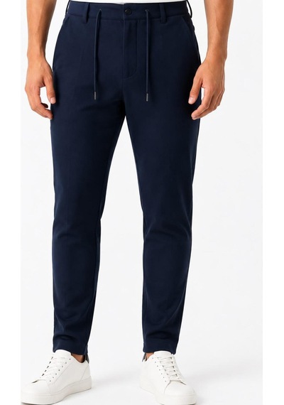 Hzr Wear Erkek Jogger Pantolon Esnek Kumaş Likralı Slim Fit Bağcıklı Lacivert