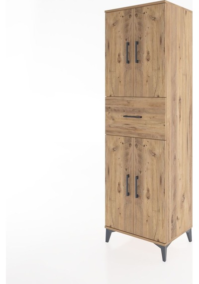 Hyperion Dolap 3 Raflı Tek Çekmeceli 4 Kapaklı 60x44x195 Çam-çam Çam