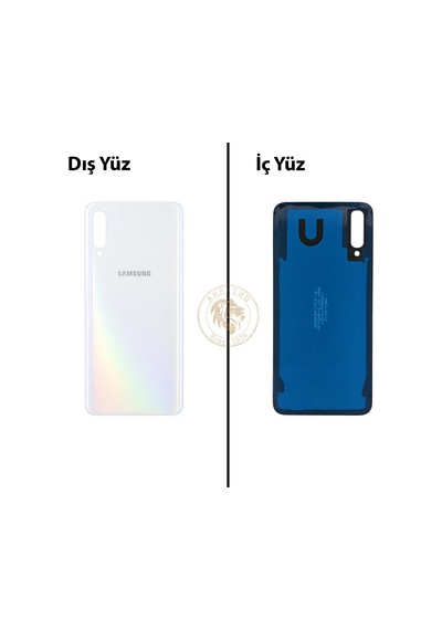 Samsung Galaxy A50 Beyaz Renk Arka Kapak Arka Cam Batarya Kapağı Pil Kapağı Lazer Kesim Back Cover Galaxy A50 Uyumlu