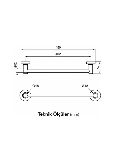 Ideal Standard Iom Uzun Havluluk 50cm-krom Krom