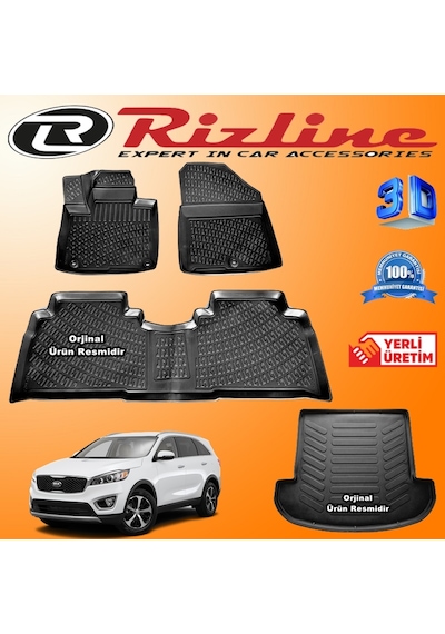 Kia Sorento 3D Paspas + Bagaj Havuzu 2016 - 2020 Arası Rizline N11.26841