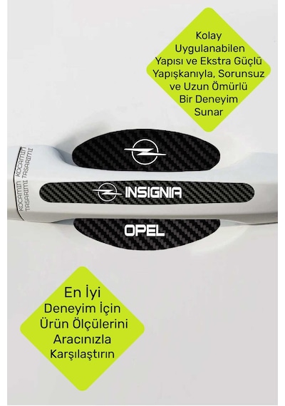 Premium Opel Insignia Karbon Desenli Kapı Kolu Koruyucu Seti Çizilmelere Karşı Dayanıklı 8 Parça