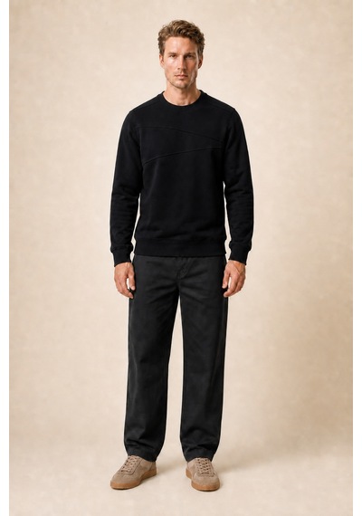 Redline Lines Regular Fit Kışlık Sweatshirt Siyah