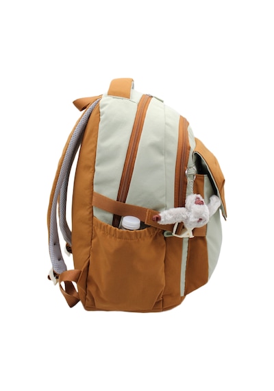 Günlük Sırt Çantası Unisex Çok Bölmeli Okul Çantası 2601 Bej-taba Siyah - Taba