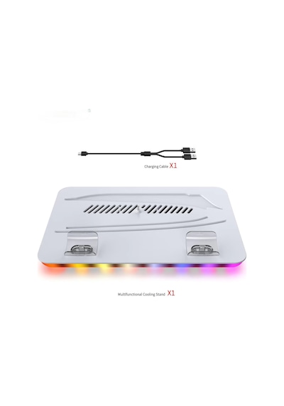Ps5 / Ps5 Slim / Ps5 Pro Uyumlu Çok Fonksiyonlu Soğutucu Stant - Çift Kol Şarj İstasyonu Ve Rgb Işıklı