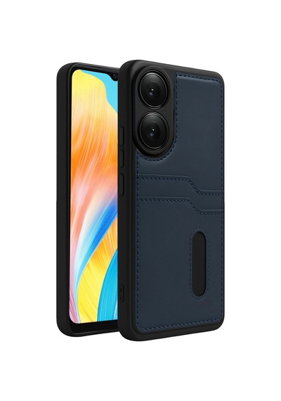 Oppo A38 Sara Kartvizitli Deri Kılıf - Lacivert 0.2M-Çok Renkli