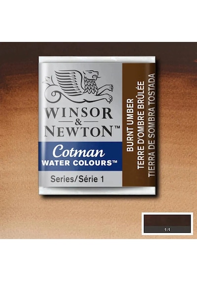 Winsor & Newton Cotman Yarım Tablet Sulu Boya 076 Burnt Umber Çok Renkli