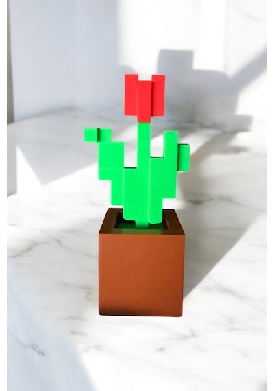 Minecraft Tulip Saksı 18 Cm Çiçek Figür Dekoratif Obje