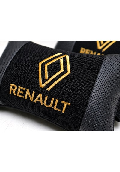 Renault Oto Boyun Yastığı 2 Li Siyah Keten Kumaş Ergonomik Baş Destek Yastığı