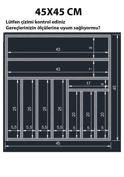 45x45 Cm Ahşap Kaşıklık El İşçiliği Masif Ahşap Organizer