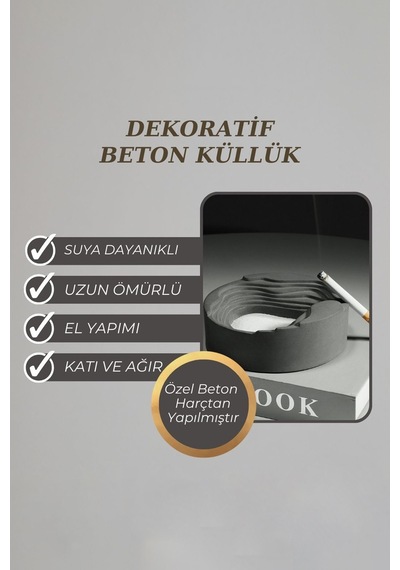 El Yapımı Beton Küllük Modern Ve Şık Tasarım, Hediyelik Dekoratif Geometrik Küllük - Mor