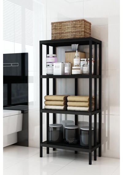 Scaffale 4 Banyo Rafı, Plastik Kitaplık, 4 Raflı Organizer, Banyo Rafı, Bahçe Balkon Organizeri Siyah Scaffale 4 Banyo Rafı, Plastik Kitaplık, 4 Raflı Organizer, Banyo Rafı, Bahçe Balkon Organizeri Siyah