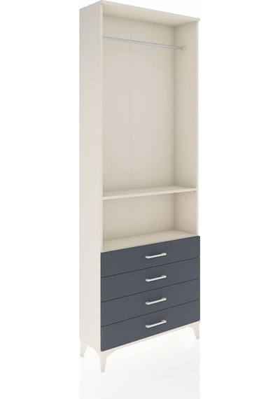 Arges Dolap 2 Raflı 4 Çekmeceli Tek Askılı 88x30x243 Aytaşı-antrasit Aytası