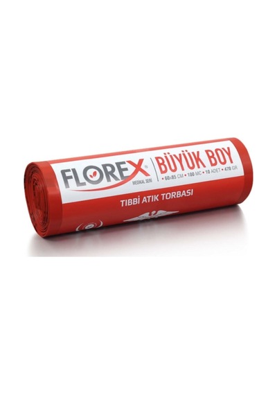 Florex Tıbbi Atık Çöp Poşeti. 60X85 Cm. 10 Rulo X10 Lu 100 Adet