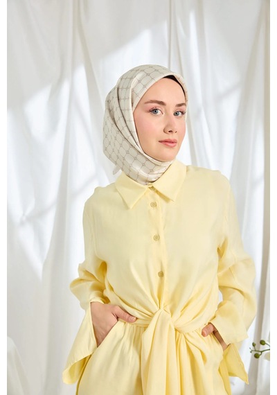 Silk Home %100 Twill İpek Eşarp S539 Taş-vizon
