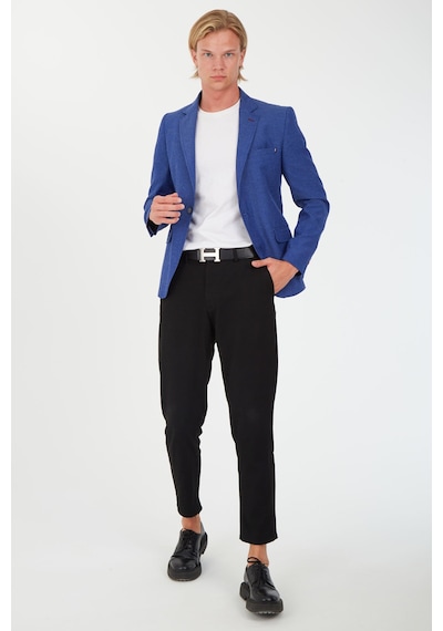 Sposo 5110 Dar Kalıp Yarım Astarlı İndigo Erkek Blazer Ceket İndigo