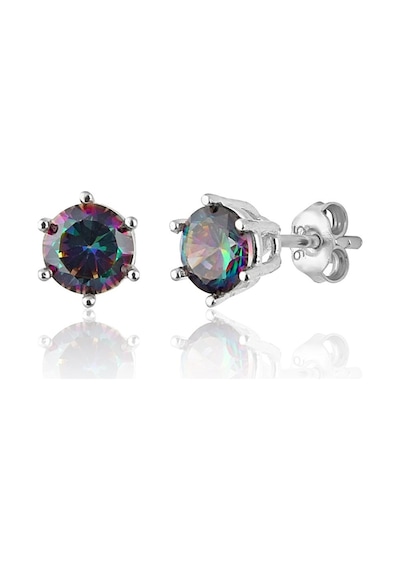 Zanaatsilver 925 Ayar Gümüş Mistik Topaz Taşlı 5 Mm Tektaş Küpe Gümüş Renk 2'l