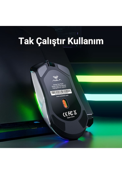 Aula F816 12800 DPI RGB Kablolu Oyuncu Optik Mouse