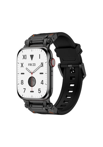 Watch 7 45mm Mkst- Krd-101 Titanyum Metal Başlıklı Silikon Kordon-siyah