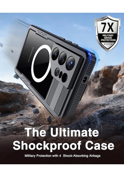 Samsung Galaxy S26 Ultra İle Uyumlu Kılıf Su Geçirmez 360 Derece Koruma Waterproof Telefon Kılıfı Siyah
