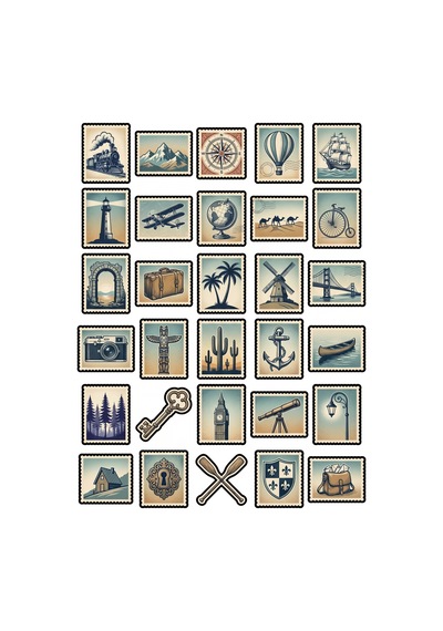 Posta Pulu Koleksiyon Vintage Sticker Seti 150 Adet - 5'li Mega Paket No02 - Laptop Defter Ajanda Çok Renkli