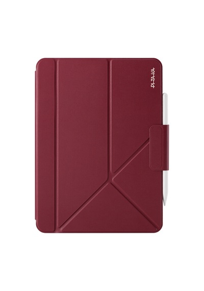 İpad Air 13 2024 Uyumlu Pitaka Folio 3 Kalem Bölmeli Standlı Kılıf Kırmızı Kapaklı Kılıf