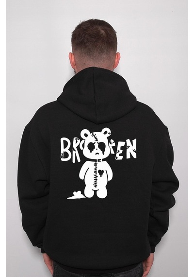Broken Bear Hearts Kırık Kalpli Ayı Sweatshirt Unisex Kapüşonlu Hoodie 001
