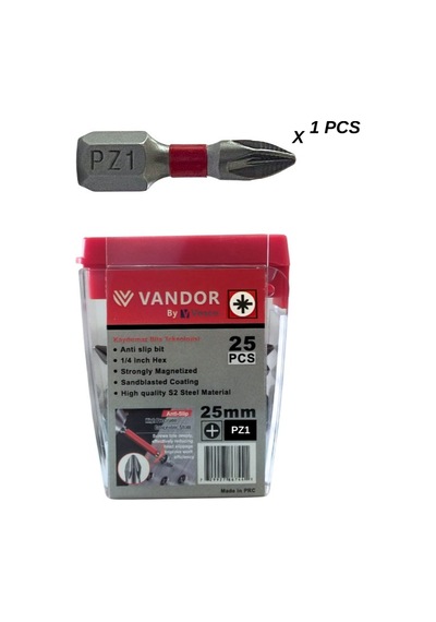 Vandor Anti Slip Bit Kaydırmaz Bits S2 Yüksek Kalite Çelik Pz1 25 - 637962027884