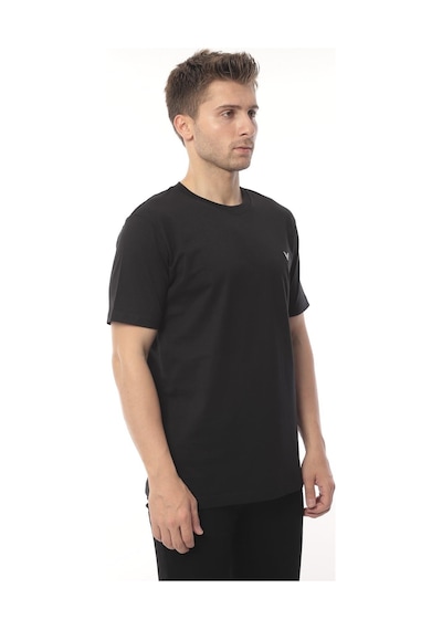 Slim Fit Kısa Kol Nakışlı %100 Pamuklu T-shirt Fs-003011 - Siyah-2176