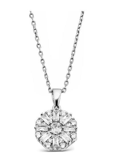 Argentum Concept - Baget Taşlı Gümüş Çiçek Kolye - N140801