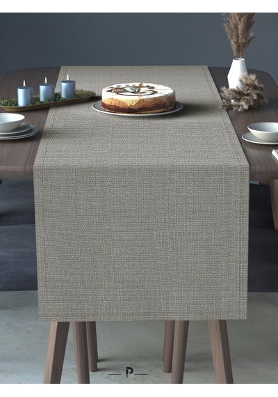 Br Perle Perle Home Keten Dokulu Runner Açık Gri Renk Dekoratif Şık Runner Örtü