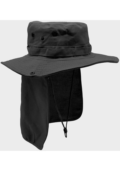 Külah Outdoor Uv Güneş Koruyucu Şapka Siyah Lejyoner Safari Şapkası - Siyah