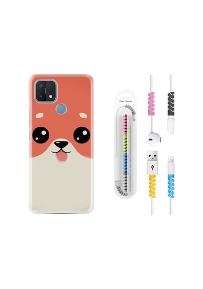 Oppo A15S Kılıf Kablo Koruyuculu Sevimli Köpek 1731