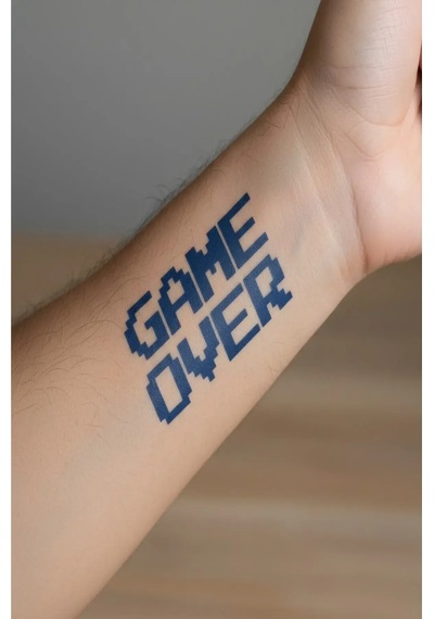 Game Over 5 Cm Minimal Geçici Dövme Yarı Kalıcı Geçici Dövme