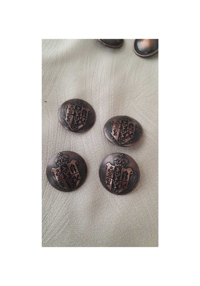 Antık Bakır Metal Düğme 22 Mm 4 Adet