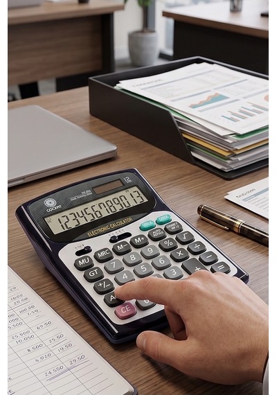 Hesap Makinesi Siyah Gri 14x18.5cm 1 Adet Cockpıt Ck-662t 12 Haneli Büyük Boy Hafızalı Büro Masaüstü Hesap Makinası