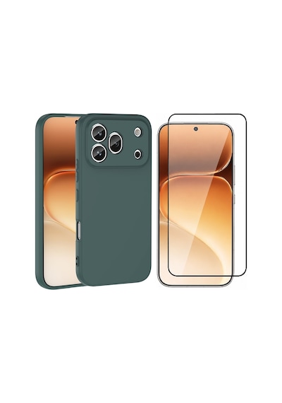 Vendas Honor 600 Pro 5g Kılıf Zore Mara Lansman Kapak + Cam Ekran Koruyucu Koyu Yeşil
