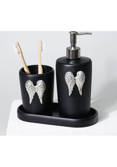 Wings Banyo Seti   Siyah Gümüş Siyah